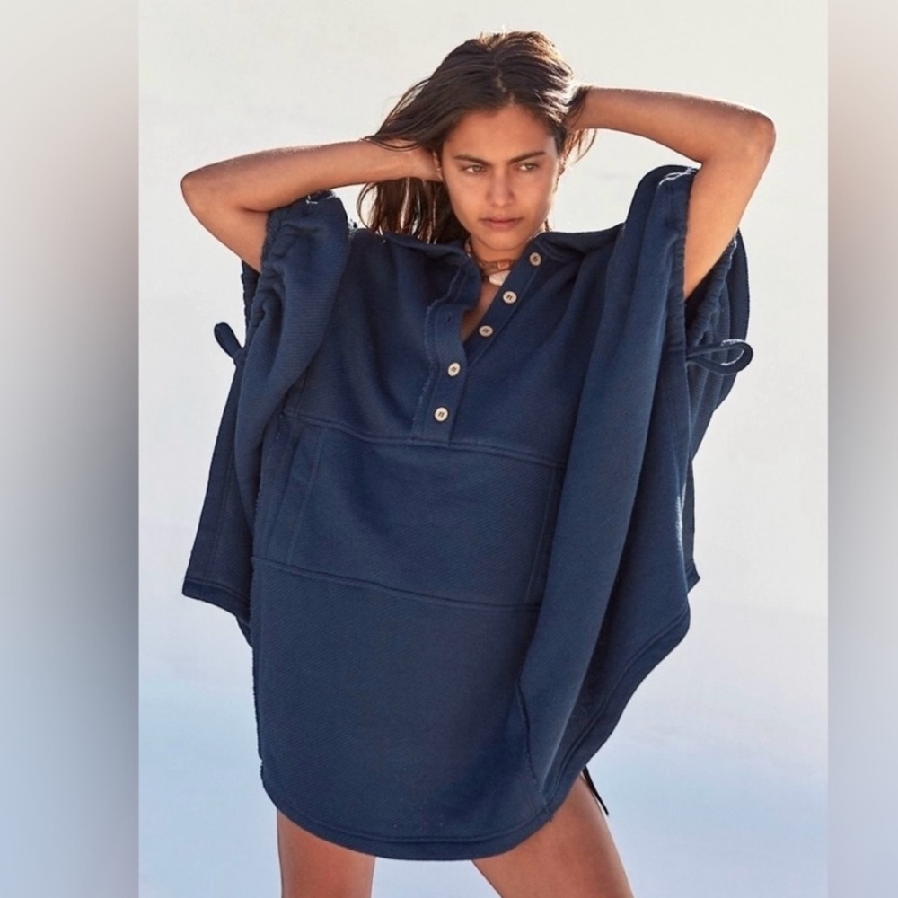 Free People Natalie Coverup Poncho Moonlit Ocean